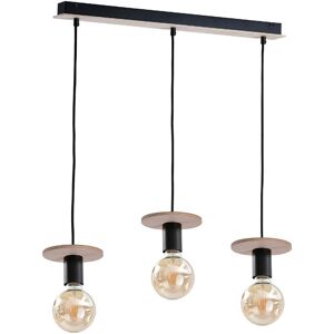 Keter Lighting Saturn Bar Pendant Ceiling Light Natural, Black, 60cm, 3x E27 Keter Lighting Saturn Bar Pendant Ceiling Light Natural, Black, 60cm, 3x E27