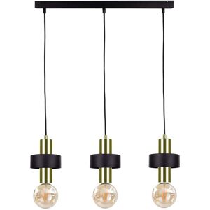 Keter Lighting Unica Bar Pendant Ceiling Light Black, Gold, 60cm, 3x E27 Keter Lighting Unica Bar Pendant Ceiling Light Black, Gold, 60cm, 3x E27