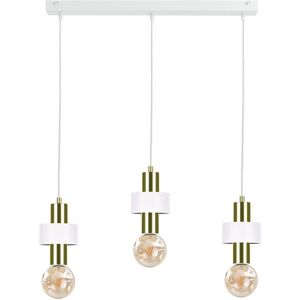 Keter Lighting Unica Bar Pendant Ceiling Light White, Gold, 60cm, 3x E27 Keter Lighting Unica Bar Pendant Ceiling Light White, Gold, 60cm, 3x E27