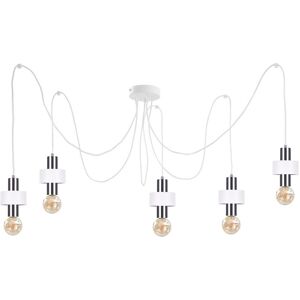 Keter Lighting Unica Cluster Pendant Ceiling Light White, Silver, 5x E27 Keter Lighting Unica Cluster Pendant Ceiling Light White, Silver, 5x E27