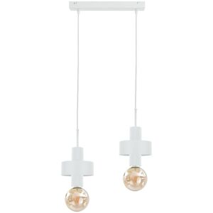 Keter Lighting Unica Bar Pendant Ceiling Light White, 50cm, 2x E27 Keter Lighting Unica Bar Pendant Ceiling Light White, 50cm, 2x E27