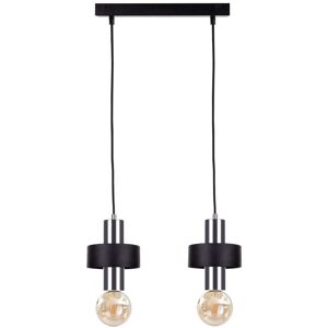 Keter Lighting Unica Bar Pendant Ceiling Light Black, Silver, 50cm, 2x E27 Keter Lighting Unica Bar Pendant Ceiling Light Black, Silver, 50cm, 2x E27