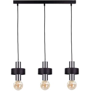 Keter Lighting Unica Bar Pendant Ceiling Light Black, Silver, 60cm, 3x E27 Keter Lighting Unica Bar Pendant Ceiling Light Black, Silver, 60cm, 3x E27