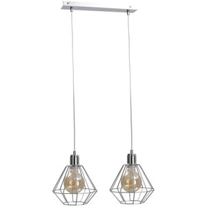 Keter Lighting Foskal Bar Pendant Ceiling Light Silver, 50cm, 2x E27 Keter Lighting Foskal Bar Pendant Ceiling Light Silver, 50cm, 2x E27