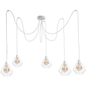 Keter Lighting Foskal Cluster Pendant Ceiling Light White, 5x E27 Keter Lighting Foskal Cluster Pendant Ceiling Light White, 5x E27