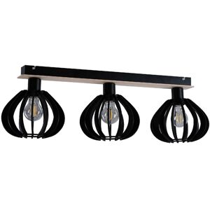 Keter Lighting Nicoleta Ceiling Spotlight Bar Black And Natural, 62cm, 3x E27 Keter Lighting Nicoleta Ceiling Spotlight Bar Black And Natural, 62cm, 3x E27
