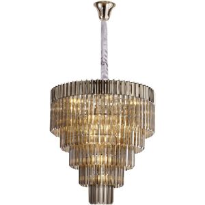 Luminosa Lighting Poland Ceiling Pendant Round 5 Tier 19 Light E14, Polished Nickel, Smoke Sculpted Glass, Item Weight: 32.6kg Luminosa Lighting Poland Ceiling Pendant Round 5 Tier 19 Light E14, Polished Nickel, Smoke Sculpted Glass, Item Weight: 32.6kg