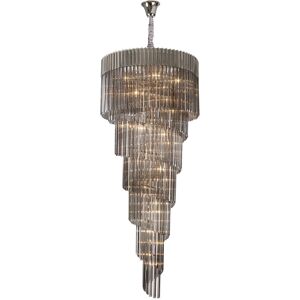 Luminosa Lighting Poland Ceiling Pendant Round 7 Tier 31 Light E14, Polished Nickel, Smoke Sculpted Glass Luminosa Lighting Poland Ceiling Pendant Round 7 Tier 31 Light E14, Polished Nickel, Smoke Sculpted Glass