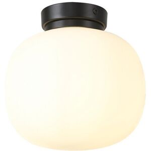 Luminosa Lighting Cheektowaga Small Oval Ball Flush Fitting E27 Matt Black Base With Frosted White Glass Globe Luminosa Lighting Cheektowaga Small Oval Ball Flush Fitting E27 Matt Black Base With Frosted White Glass Globe
