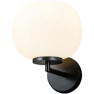Luminosa Lighting Cheektowaga Small Oval Ball Wall Lamp E27 Matt Black Base With Frosted White Glass Globe Luminosa Lighting Cheektowaga Small Oval Ball Wall Lamp E27 Matt Black Base With Frosted White Glass Globe