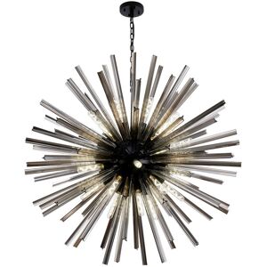 Luminosa Lighting Hornby 32 Light E27, Round Ceiling Pendant Matt Black, Smoke Glass Luminosa Lighting Hornby 32 Light E27, Round Ceiling Pendant Matt Black, Smoke Glass