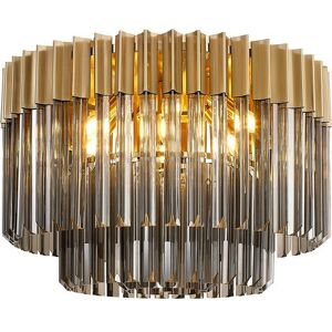 Luminosa Lighting Poland Ceiling Lamp Round 7 Light E14, Brass, Smoke Sculpted Glass, Item Weight: 15.3kg Luminosa Lighting Poland Ceiling Lamp Round 7 Light E14, Brass, Smoke Sculpted Glass, Item Weight: 15.3kg