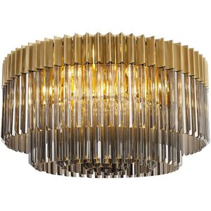 Luminosa Lighting Poland Ceiling Lamp Round 12 Light E14, Brass, Smoke Sculpted Glass, Item Weight: 28.4kg Luminosa Lighting Poland Ceiling Lamp Round 12 Light E14, Brass, Smoke Sculpted Glass, Item Weight: 28.4kg