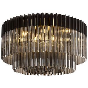 Luminosa Lighting Poland Ceiling Lamp Round 12 Light E14, Matt Black, Smoke Sculpted Glass, Item Weight: 28.4kg Luminosa Lighting Poland Ceiling Lamp Round 12 Light E14, Matt Black, Smoke Sculpted Glass, Item Weight: 28.4kg