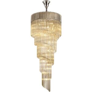 Luminosa Lighting Poland Ceiling Pendant Round 5 Tier 23 Light E14, Polished Nickel, Cognac Sculpted Glass Luminosa Lighting Poland Ceiling Pendant Round 5 Tier 23 Light E14, Polished Nickel, Cognac Sculpted Glass