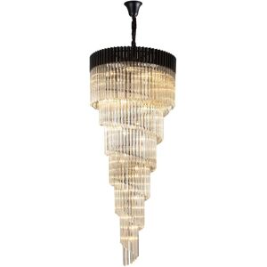 Luminosa Lighting Poland Ceiling Pendant Round 7 Tier 31 Light E14, Matt Black, Cognac Sculpted Glass Luminosa Lighting Poland Ceiling Pendant Round 7 Tier 31 Light E14, Matt Black, Cognac Sculpted Glass