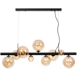 Luminosa Lighting Marshall Linear Ceiling Pendant, 9 Light G9, Satin Black, Amber Plated Glass Luminosa Lighting Marshall Linear Ceiling Pendant, 9 Light G9, Satin Black, Amber Plated Glass