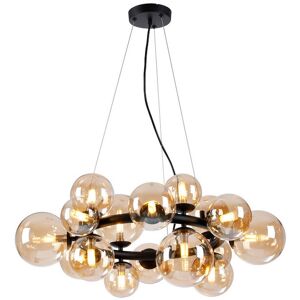 Luminosa Lighting Marshall Circular Ceiling Pendant, 16 Light G9, Satin Black, Amber Plated Glass Luminosa Lighting Marshall Circular Ceiling Pendant, 16 Light G9, Satin Black, Amber Plated Glass