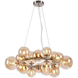 Luminosa Lighting Marshall Circular Ceiling Pendant, 16 Light G9, Satin Nickel, Amber Plated Glass Luminosa Lighting Marshall Circular Ceiling Pendant, 16 Light G9, Satin Nickel, Amber Plated Glass