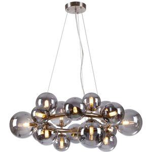 Luminosa Lighting Marshall Circular Ceiling Pendant, 16 Light G9, Satin Nickel, Smoke Plated Glass Luminosa Lighting Marshall Circular Ceiling Pendant, 16 Light G9, Satin Nickel, Smoke Plated Glass