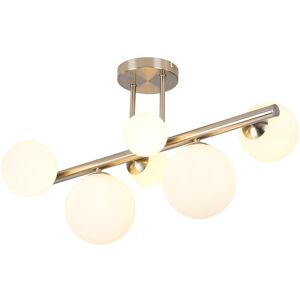 Luminosa Lighting Marshall Semi Flush Ceiling Lamp, 6 Light G9, Satin Nickel, Opal Glass Luminosa Lighting Marshall Semi Flush Ceiling Lamp, 6 Light G9, Satin Nickel, Opal Glass
