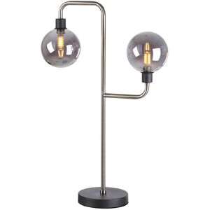 Luminosa Lighting Humphrey Table Lamp, 2 Light G9, Graphite, Satin Nickel, Smoke Glass Luminosa Lighting Humphrey Table Lamp, 2 Light G9, Graphite, Satin Nickel, Smoke Glass