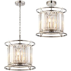 Luminosa Lighting Guilford Ceiling Pendant, Semi Ceiling Lamp Convertible, 3 Light E14, Polished Nickel, Clear Luminosa Lighting Guilford Ceiling Pendant, Semi Ceiling Lamp Convertible, 3 Light E14, Polished Nickel, Clear