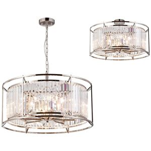 Luminosa Lighting Guilford Ceiling Pendant, Semi Ceiling Lamp Convertible, 8 Light E14, Polished Nickel, Clear Luminosa Lighting Guilford Ceiling Pendant, Semi Ceiling Lamp Convertible, 8 Light E14, Polished Nickel, Clear