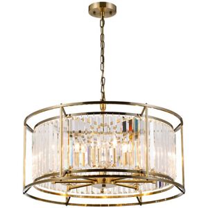 Luminosa Lighting Guilford Ceiling Pendant, Semi Ceiling Lamp Convertible, 8 Light E14, Antique Brass, Clear Luminosa Lighting Guilford Ceiling Pendant, Semi Ceiling Lamp Convertible, 8 Light E14, Antique Brass, Clear
