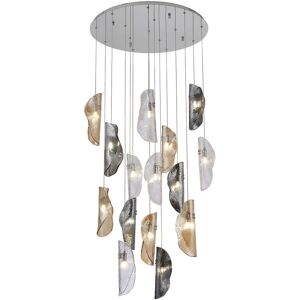 Luminosa Lighting Marilla Ceiling Pendant 3m, 15 Light G9, Polished Chrome, Clear & Amber & Smoked Glass Luminosa Lighting Marilla Ceiling Pendant 3m, 15 Light G9, Polished Chrome, Clear & Amber & Smoked Glass