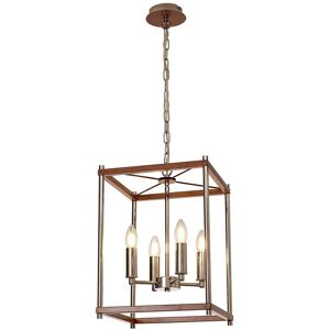 Luminosa Lighting Catskill Ceiling Pendant, 4 Light E14, Walnut, Polished Nickel Luminosa Lighting Catskill Ceiling Pendant, 4 Light E14, Walnut, Polished Nickel