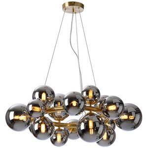 Luminosa Lighting Marshall Circular Ceiling Pendant, 16 Light G9, Satin Gold, Chrome Plated Glass Luminosa Lighting Marshall Circular Ceiling Pendant, 16 Light G9, Satin Gold, Chrome Plated Glass