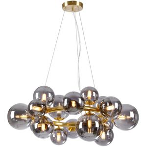 Luminosa Lighting Marshall Circular Ceiling Pendant, 16 Light G9, Satin Gold, Smoke Plated Glass Luminosa Lighting Marshall Circular Ceiling Pendant, 16 Light G9, Satin Gold, Smoke Plated Glass