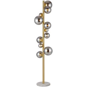 Luminosa Lighting Marshall Floor Lamp, 11 Light G9, Satin Gold, Chrome Plated Glass Luminosa Lighting Marshall Floor Lamp, 11 Light G9, Satin Gold, Chrome Plated Glass