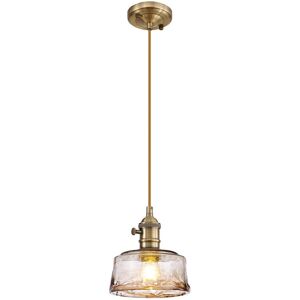 Luminosa Lighting Leyden Switched Ceiling Pendant 1.5m, E27, Antique Brass, Golden Brown Braided Cable, Brown Bowl Glass Luminosa Lighting Leyden Switched Ceiling Pendant 1.5m, E27, Antique Brass, Golden Brown Braided Cable, Brown Bowl Glass