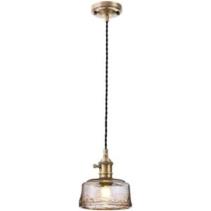 Luminosa Lighting Leyden Switched Ceiling Pendant 1.5m, E27, Antique Brass, Black Twisted Cable, Brown Bowl Glass Luminosa Lighting Leyden Switched Ceiling Pendant 1.5m, E27, Antique Brass, Black Twisted Cable, Brown Bowl Glass