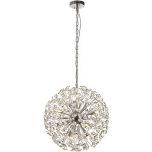 Luminosa Lighting Salisbury Ceiling Pendant 50cm Sphere 12 Light G9 Polished Chrome, Crystal Luminosa Lighting Salisbury Ceiling Pendant 50cm Sphere 12 Light G9 Polished Chrome, Crystal