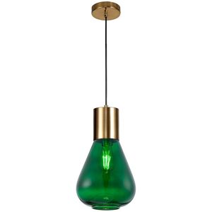 Luminosa Lighting Corinth Narrow Ceiling Pendant, E27, Ancient Brass, Bottle Green Glass Luminosa Lighting Corinth Narrow Ceiling Pendant, E27, Ancient Brass, Bottle Green Glass