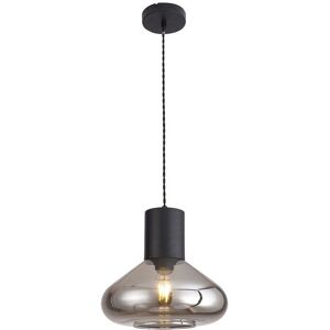 Luminosa Lighting Corinth Wide Ceiling Pendant, E27, Satin Black, Smoke Plated Glass Luminosa Lighting Corinth Wide Ceiling Pendant, E27, Satin Black, Smoke Plated Glass
