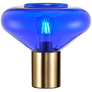 Luminosa Lighting Corinth Wide Table Lamp, E27, Ancient Brass, Blue Ink Glass Luminosa Lighting Corinth Wide Table Lamp, E27, Ancient Brass, Blue Ink Glass