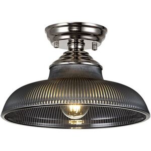 Luminosa Lighting Dresden Flush Ceiling Lamp E27 With Round 30cm Glass Shade Polished Nickel, Smoked Luminosa Lighting Dresden Flush Ceiling Lamp E27 With Round 30cm Glass Shade Polished Nickel, Smoked