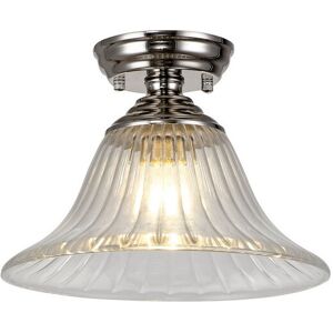 Luminosa Lighting Dresden Flush Ceiling Lamp E27 With Bell 30cm Glass Shade Polished Nickel, Clear Luminosa Lighting Dresden Flush Ceiling Lamp E27 With Bell 30cm Glass Shade Polished Nickel, Clear