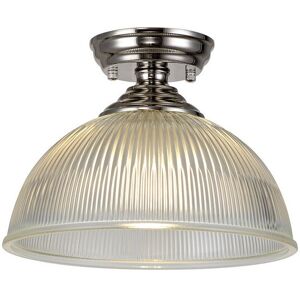 Luminosa Lighting Dresden Flush Ceiling Lamp E27 With Dome 30cm Glass Shade Polished Nickel, Clear Luminosa Lighting Dresden Flush Ceiling Lamp E27 With Dome 30cm Glass Shade Polished Nickel, Clear