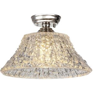 Luminosa Lighting Dresden Flush Ceiling Lamp E27 With Round 38cm Patterned Glass Shade Polished Nickel, Clear Luminosa Lighting Dresden Flush Ceiling Lamp E27 With Round 38cm Patterned Glass Shade Polished Nickel, Clear