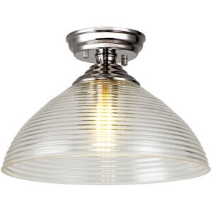 Luminosa Lighting Dresden Flush Ceiling Lamp E27 With Round 33.5cm Prismatic Effect Glass Shade Polished Nickel, Clear Luminosa Lighting Dresden Flush Ceiling Lamp E27 With Round 33.5cm Prismatic Effect Glass Shade Polished Nickel, Clear