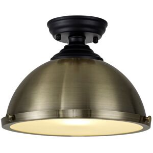 Luminosa Lighting Dresden Flush Ceiling Lamp E27 With Round 31cm Metal Shade Matt Black, Antique Brass, Frosted White Luminosa Lighting Dresden Flush Ceiling Lamp E27 With Round 31cm Metal Shade Matt Black, Antique Brass, Frosted White