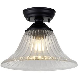Luminosa Lighting Dresden Flush Ceiling Lamp E27 With Bell 30cm Glass Shade Matt Black, Clear Luminosa Lighting Dresden Flush Ceiling Lamp E27 With Bell 30cm Glass Shade Matt Black, Clear