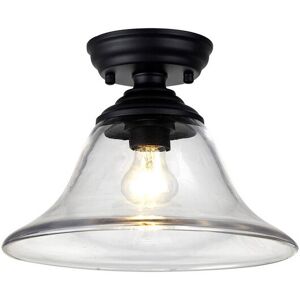 Luminosa Lighting Dresden Flush Ceiling Lamp E27 With Smooth Bell 30cm Glass Shade Matt Black, Clear Luminosa Lighting Dresden Flush Ceiling Lamp E27 With Smooth Bell 30cm Glass Shade Matt Black, Clear