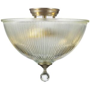 Luminosa Lighting Dresden 2 Light Semi Flush Ceiling Lamp E27 With Dome 38cm Glass Shade Satin Nickel, Clear Luminosa Lighting Dresden 2 Light Semi Flush Ceiling Lamp E27 With Dome 38cm Glass Shade Satin Nickel, Clear