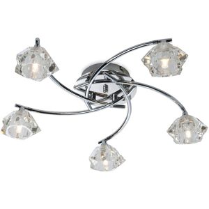 Firstlight Lighting Clara 5 Light Flush Multi Arm Ceiling Light Chrome, Clear Glass, G9 Firstlight Lighting Clara 5 Light Flush Multi Arm Ceiling Light Chrome, Clear Glass, G9